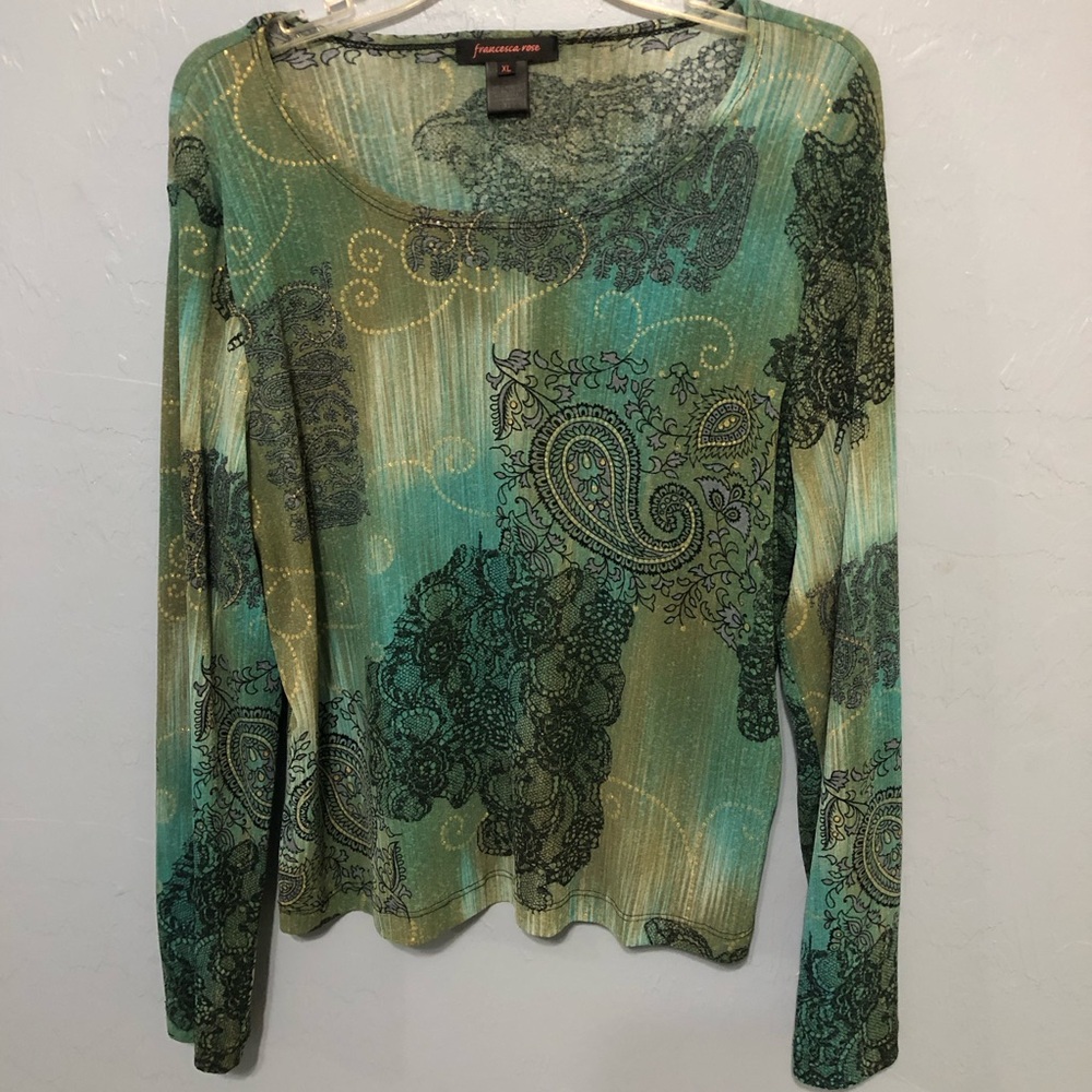 NWOT Blue Green Boho Hippie Top -XL